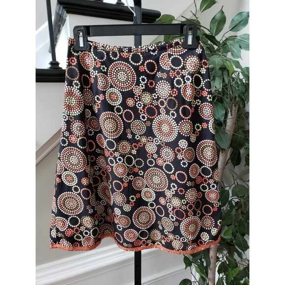 Talbots A-Line Skirt Womens Size 2 Petites Black Geometric Stretch Cotton Sequin - Picture 3 of 11